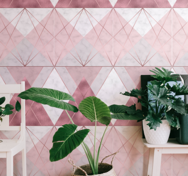 Papel pintado marmol triángulos rosa y gris - TenVinilo