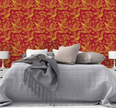 Papel pintado para comedor pájaros rojos - TenVinilo