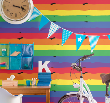 Papel pintado para salón Bandera del día del orgullo de acuarela - TenVinilo