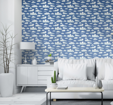 Papel pintado para salón cielo azul con nubes - TenVinilo