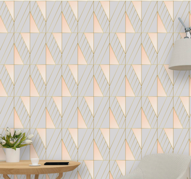 Papel pintado para salón Patrón de estilo art deco rosa y gris - TenVinilo