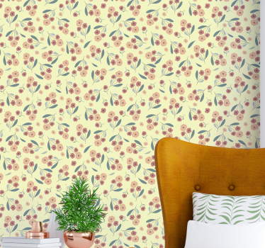 Papel pintado flores rosadas para salón - TenVinilo
