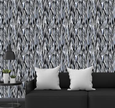 Papel pintado para salón Patrón pintado cebra - TenVinilo