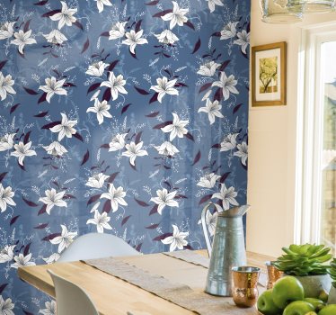 Papel para pared de flores lírios blancos - TenVinilo