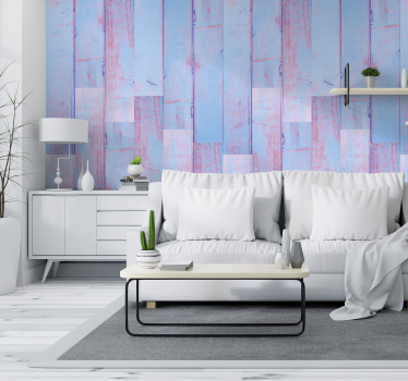 Papel pintado madera alicatada color azul - TenVinilo