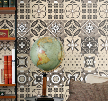 Papel pintado texturas Azulejos clásicos marrones - TenVinilo