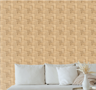 Papel pintado texturas Efecto mimbre beige hecho a mano - TenVinilo