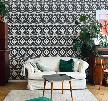 Papel pintado negro y blanco estilo bohemio - TenVinilo