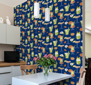 Papel pintado vintage cócteles para cocina - TenVinilo