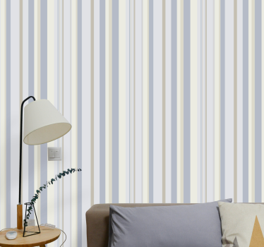 Papel pintado vintage Rayas azules y beige de los 80 - TenVinilo