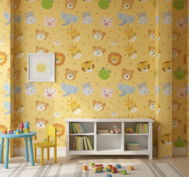 Papel tapiz animales Área de juego de animales coloridos - TenVinilo