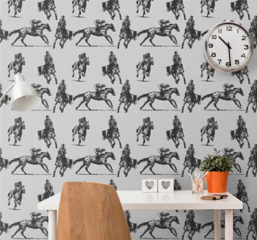 Papel tapiz animales boceto ecuestre - TenVinilo