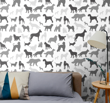 Papel tapiz animales caninos silueta - TenVinilo