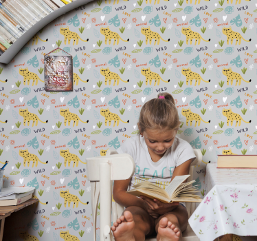 Papel tapiz animales conjunto con motivos de safari - TenVinilo