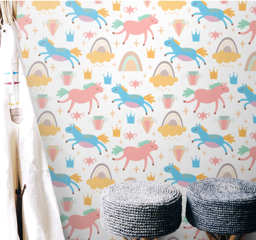 Papel tapiz animales cuento de hadas unicornio - TenVinilo