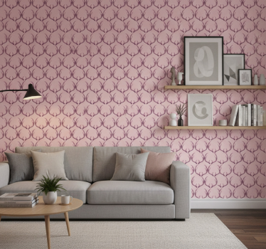 Papel tapiz animales cuernos de ciervo rosa - TenVinilo