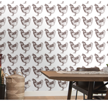 Papel tapiz animales diseño de patrón de gallina - TenVinilo