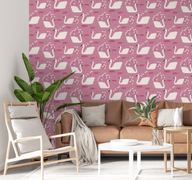 Papel tapiz animales encantador diseño de cisne - TenVinilo