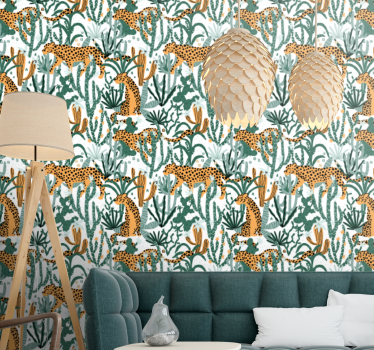 Papel tapiz animales escena del guepardo de la selva - TenVinilo