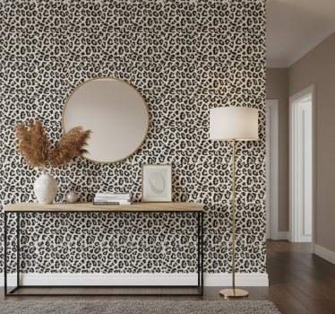 Papel tapiz animales estampado de leopardo blanco - TenVinilo