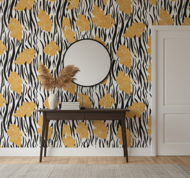 Papel tapiz animales flores ornamentales sobre cebra - TenVinilo
