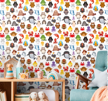 Papel tapiz animales fusión de personajes animales - TenVinilo