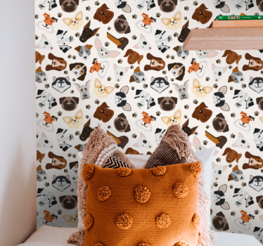 Papel tapiz perros ilustraciones de perros juguetones - TenVinilo