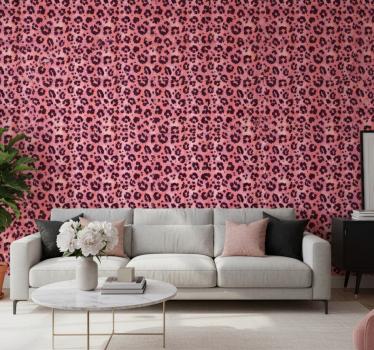 Papel tapiz animales leopardo rosa - TenVinilo