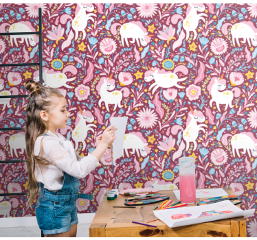 Papel tapiz animales motivo divertido de alpaca - TenVinilo