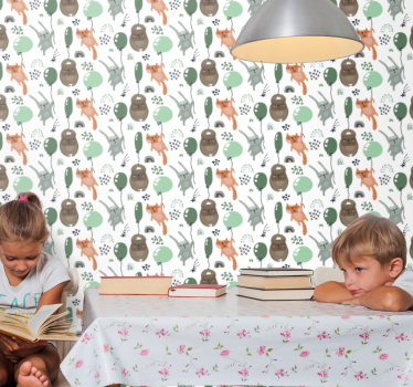 Papel tapiz animales motivos de animales del bosque - TenVinilo