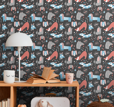 Papel tapiz animales motivos de animales juguetones - TenVinilo