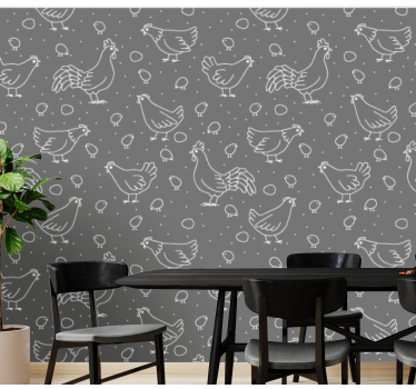 Papel tapiz animales patrón con motivo de gallina - TenVinilo