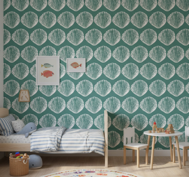 Papel tapiz animales patrón de conchas retro - TenVinilo