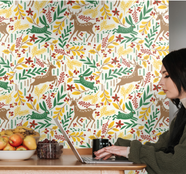 Papel tapiz animales patrón de fauna forestal - TenVinilo