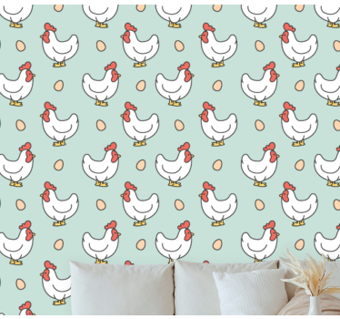 Papel tapiz animales patrón de gallina - TenVinilo
