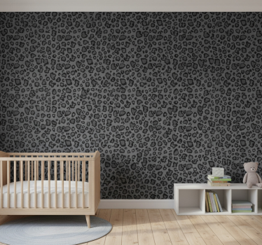Papel tapiz animales patrón de leopardo negro y gris - TenVinilo