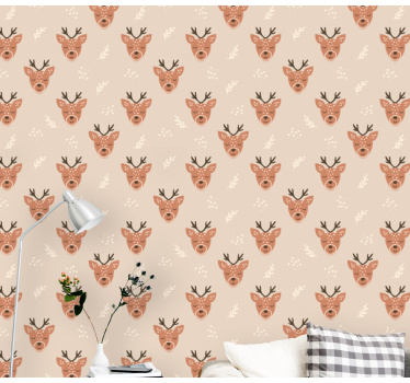 Papel tapiz animales patrón de reno - TenVinilo