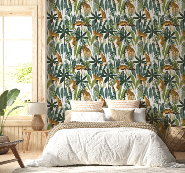 Papel tapiz animales patrón tropical - TenVinilo