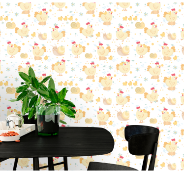 Papel tapiz animales pollos encantadores - TenVinilo