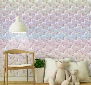 Papel tapiz animales fondo de arcoíris - TenVinilo