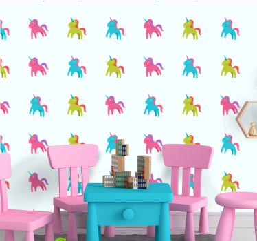 Papel tapiz animales unicornios coloridos - TenVinilo