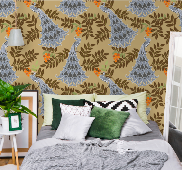 Papel tapiz pájaros diseño elegante de aves de corral - TenVinilo