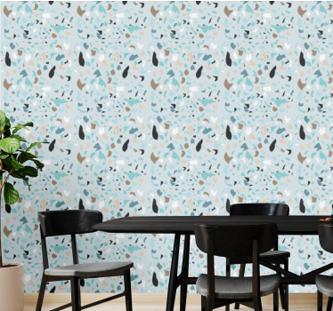 Papel tapiz comedor efecto terrazo azul claro - TenVinilo