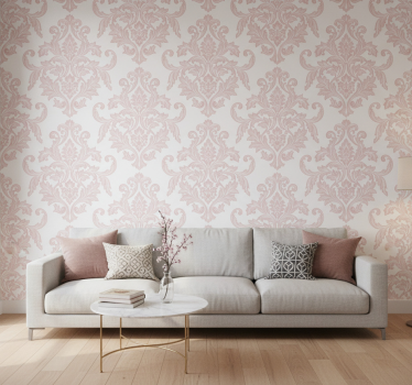 Papel tapiz barroco damasco en tono blush - TenVinilo