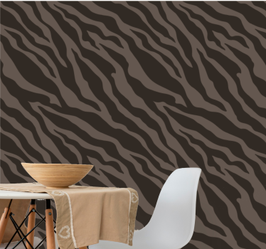 Papel tapiz cebra diseño elegante en negro y marrón - TenVinilo