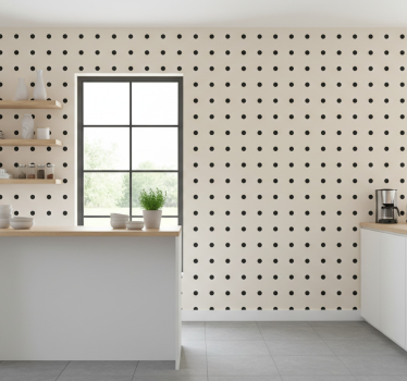 Papel tapiz cocina beige con puntos decorativos - TenVinilo