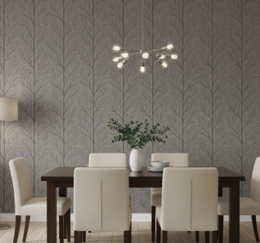 Papel tapiz comedor árboles del bosque gris - TenVinilo