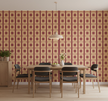 Papel tapiz comedor cuadrados geométricos - TenVinilo