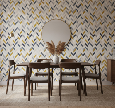 Papel tapiz comedor patrón chevron zigzag - TenVinilo