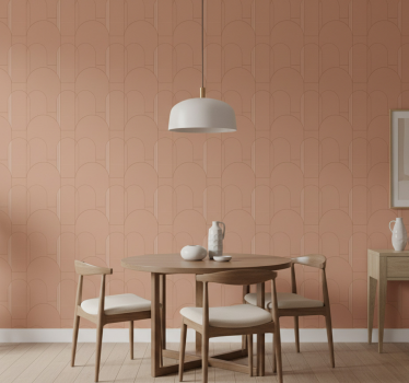 Papel tapiz comedor patrón circular geométrico terracota - TenVinilo